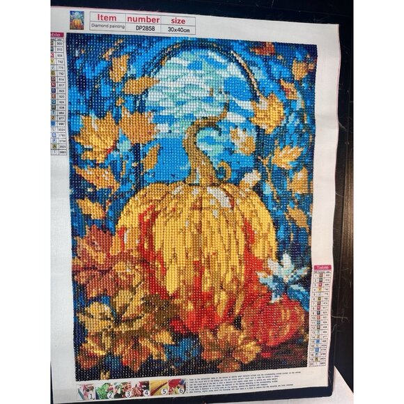 Pumpkin 5D Diamond Painting Thanksgiving Halloween Finished Completed Unframed - Picture 6 of 6